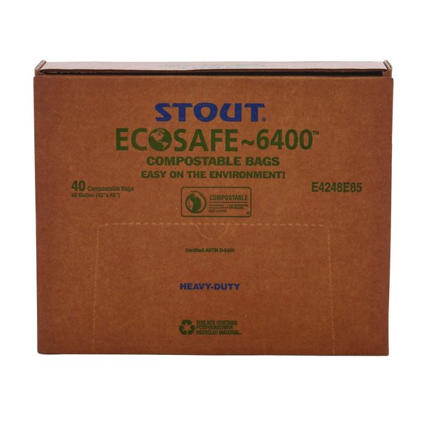 Stout By Envision 48 gal Trash Bags, Green, 40 PK E4248E85